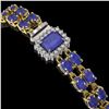Image 2 : 19.07 ctw Sapphire & Diamond Bracelet 14K Yellow Gold - REF-236R4K