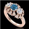 Image 1 : 2.26 ctw Fancy Intense Blue Diamond Art Deco Ring 18k Rose Gold - REF-254K5Y