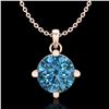 Image 1 : 1 ctw Intense Blue Diamond Art Deco Stud Necklace 18k Rose Gold - REF-154W5H