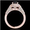 Image 2 : 1.8 ctw Certified VS Black Diamond Solitaire Halo Ring 10k Rose Gold - REF-80G5W