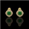 Image 1 : 4.99 ctw Certified Emerald & Diamond Victorian Earrings 14K Yellow Gold - REF-128N5F