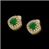 Image 2 : 4.99 ctw Certified Emerald & Diamond Victorian Earrings 14K Yellow Gold - REF-128N5F