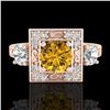 Image 2 : 1.55 ctw Intense Fancy Yellow Diamond Art Deco Ring 18k Rose Gold - REF-178F2M
