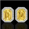 8.40 ctw Citrine & Micro Pave VS/SI Diamond Earrings 18k White Gold - REF-80A2N