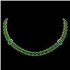 27.65 ctw Jade & Diamond Necklace 14K Rose Gold - REF-454N5F