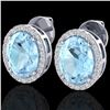 5.50 ctw Aquamarine & Micro VS/SI Diamond Halo Earrings 18k White Gold - REF-96A4N