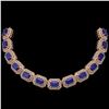 137.65 ctw Sapphire & Diamond Victorian Necklace 14K Rose Gold - REF-2875N6F
