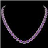 29.38 ctw Amethyst & Diamond Micro Pave Halo Necklace 10k White Gold - REF-600X2A