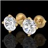 3.01 ctw VS/SI Diamond Solitaire Art Deco Stud Earrings 18k Yellow Gold - REF-908W2H