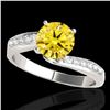 Image 1 : 1.4 ctw Certified SI Fancy Yellow Diamond Bypass Ring 10k White Gold - REF-259G3W