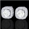 0.75 ctw Micro Pave VS/SI Diamond Earrings Designer Halo 18k White Gold - REF-87F3M