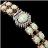 Image 2 : 13.69 ctw Opal & Diamond Bracelet 14K Rose Gold - REF-263G6W