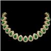 121.42 ctw Emerald & Diamond Victorian Necklace 14K Yellow Gold - REF-3909H3R
