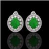 Image 1 : 10.61 ctw Jade & Diamond Victorian Earrings 14K White Gold - REF-269H3R