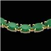 40 ctw Emerald Eternity Tennis Necklace 14k Yellow Gold - REF-254M5G