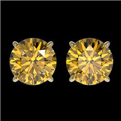 2.04 ctw Certified Intense Yellow Diamond Stud Earrings 10k Yellow Gold - REF-294M5G