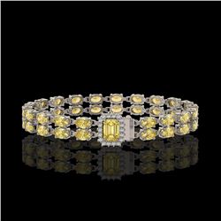 13.88 ctw Citrine & Diamond Bracelet 14K White Gold - REF-236N4F
