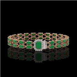 19.07 ctw Emerald & Diamond Bracelet 14K Rose Gold - REF-236M4G