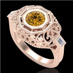 1.13 ctw Intense Fancy Yellow Diamond Art Deco Ring 18k Rose Gold - REF-309W3H