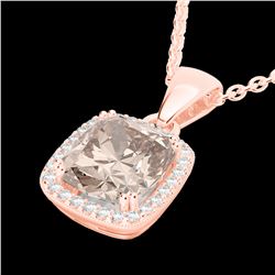 3 ctw Morganite & Micro VS/SI Diamond Pave Necklace 14k Rose Gold - REF-81W8H