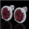 Image 1 : 5 ctw Garnet & Micro Pave VS/SI Diamond Earrings 18k White Gold - REF-72Y8X