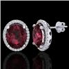 Image 2 : 5 ctw Garnet & Micro Pave VS/SI Diamond Earrings 18k White Gold - REF-72Y8X
