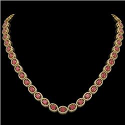 31.1 ctw Tourmaline & Diamond Micro Pave Halo Necklace 10k Yellow Gold - REF-600W2H