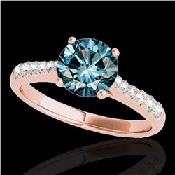 1.25 ctw SI Certified Fancy Blue Diamond Solitaire Ring 10k Rose Gold - REF-117K3Y