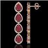 Image 2 : 16.01 ctw Ruby & Diamond Micro Pave Halo Earrings 10k Rose Gold - REF-236X4A