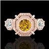 Image 2 : 1.01 ctw Intense Fancy Yellow Diamond Art Deco Ring 18k Rose Gold - REF-178K2Y