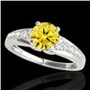 Image 1 : 1.40 ctw Certified SI/I Fancy Intense Yellow Diamond Ring 10k White Gold - REF-190A9N