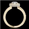Image 2 : 1.51 ctw Certified Diamond Solitaire Halo Ring 10k Yellow Gold - REF-197X8A