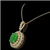 Image 3 : 9.17 ctw Jade & Diamond Victorian Necklace 14K Yellow Gold - REF-245F5M