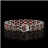 Image 1 : 14.69 ctw Garnet & Diamond Bracelet 14K White Gold - REF-209R3K