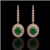 9.25 ctw Certified Emerald & Diamond Victorian Earrings 14K Rose Gold - REF-256W2H