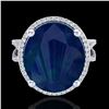 12 ctw Sapphire & Micro Pave VS/SI Diamond Ring 18k White Gold - REF-143R6K