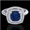 2.52 ctw Sapphire & Micro VS/SI Diamond Pave Ring 18k White Gold - REF-77K3Y