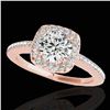 1.25 ctw Certified Diamond Solitaire Halo Ring 10k Rose Gold - REF-190M9G