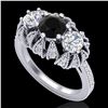 2.26 ctw Fancy Black Diamond Art Deco Micro Pave Ring 18k White Gold - REF-218X2A