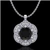 1.01 ctw Fancy Black Diamond Art Deco Stud Necklace 18k White Gold - REF-80Y2X