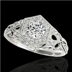 1.4 ctw Certified Diamond Solitaire Antique Ring 10k White Gold - REF-203A2N