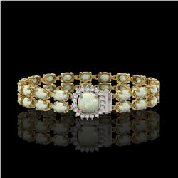 14.41 ctw Opal & Diamond Bracelet 14K Yellow Gold - REF-245R5K
