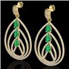 Image 1 : 4 ctw Emerald & Micro Pave VS/SI Diamond Earrings 18k Yellow Gold - REF-307K3Y