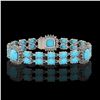 Image 1 : 15.27 ctw Turquoise & Diamond Bracelet 14K White Gold - REF-263Y6X