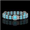 Image 2 : 15.27 ctw Turquoise & Diamond Bracelet 14K White Gold - REF-263Y6X