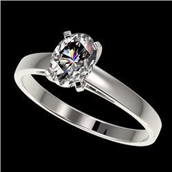 1 ctw Certified VS/SI Quality Oval Diamond Solitaire Ring 10k White Gold - REF-243A2N