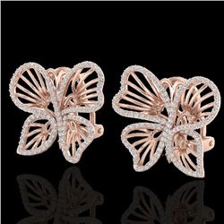 1.25 ctw Designer Micro Butterfly VS/SI Diamond Earrings 14k Rose Gold - REF-141R8K