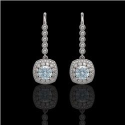 4.5 ctw Aquamarine & Diamond Victorian Earrings 14K White Gold - REF-172K8Y