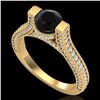 Image 1 : 2 ctw Fancy Black Diamond Engagment Micro Pave Ring 18k Yellow Gold - REF-160W2H