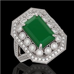 7.11 ctw Certified Emerald & Diamond Victorian Ring 14K White Gold - REF-178G2W